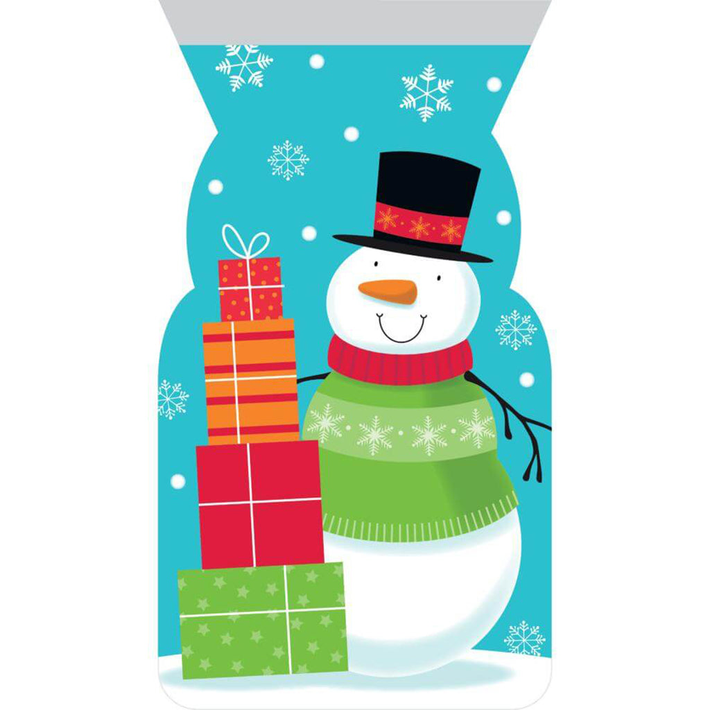 Snowman and Presents Treat Cello Bags with Zip, 12ct