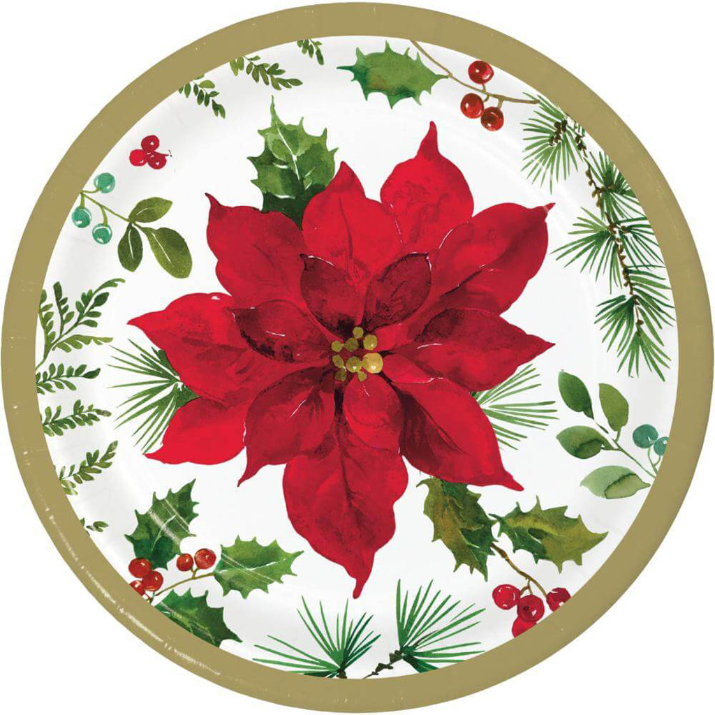 Posh Poinsettia  Dessert Plates 8ct, 7in