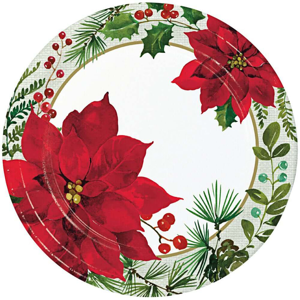 Posh Poinsettia Dinner Plates 8ct, 9in