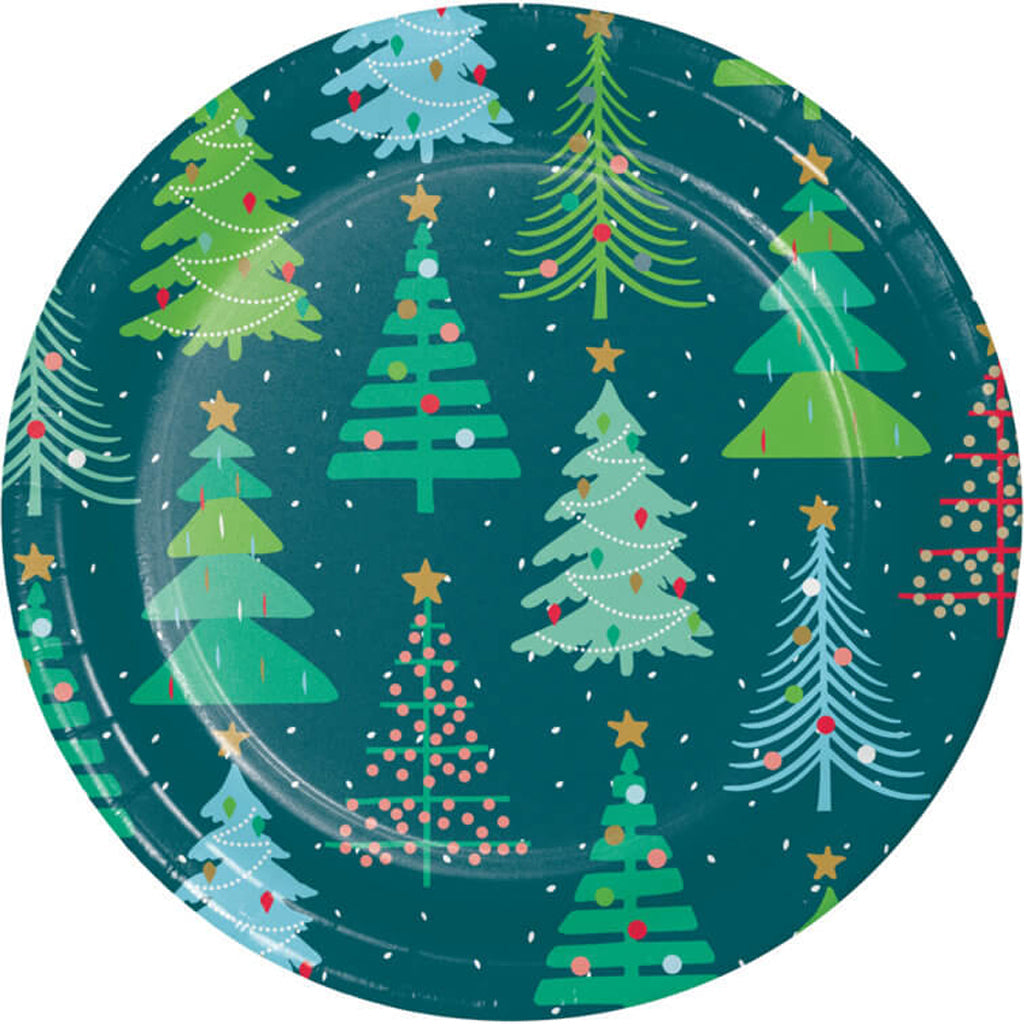 Holiday Cheer Tree Toss  Dessert Plates 8ct, 7in