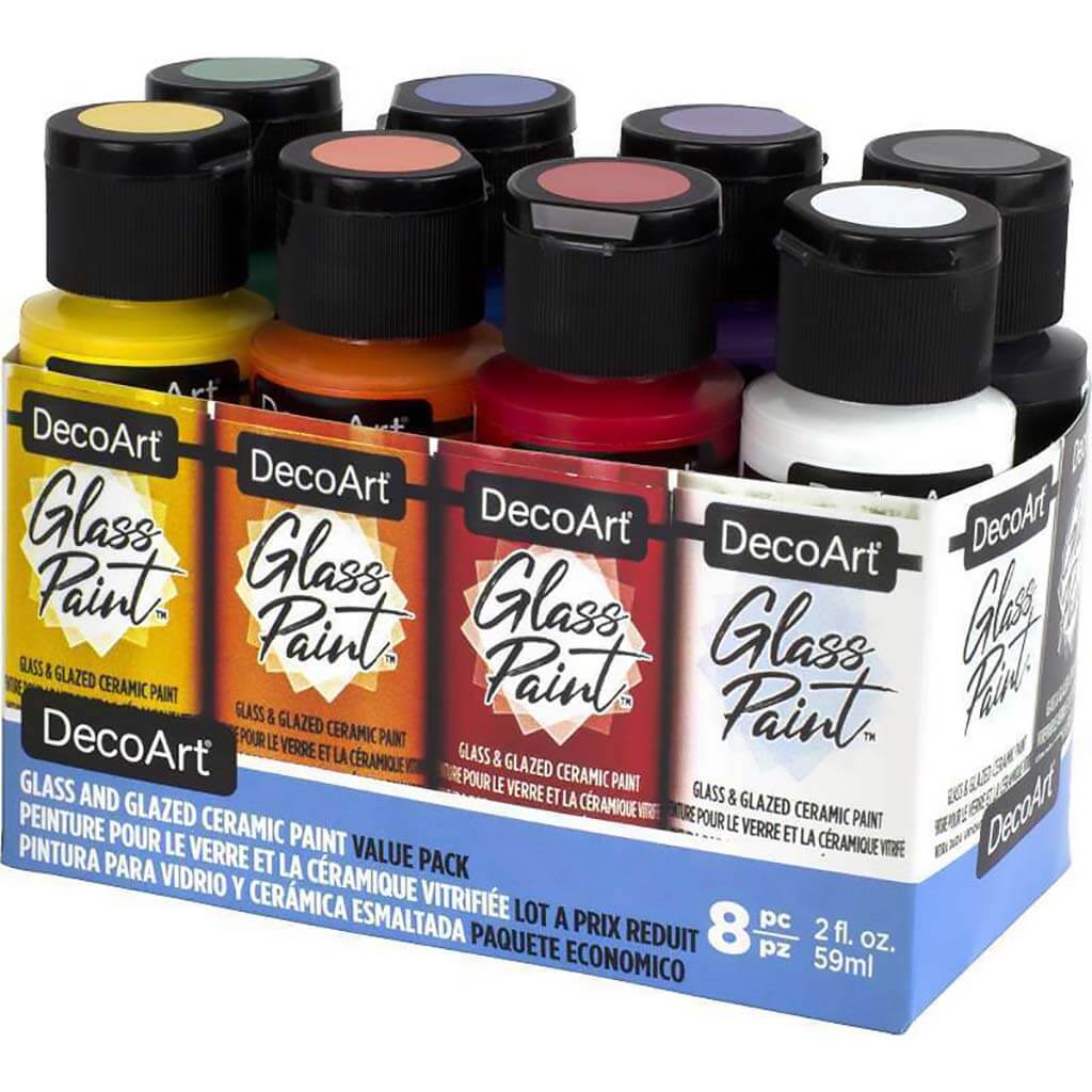 DecoArt Glass Paint Primary Basics 8oz 2pc