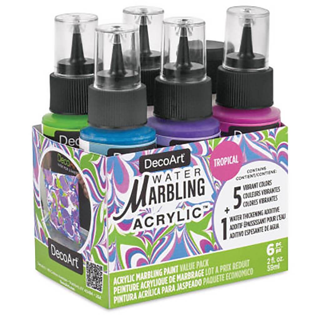 DecoArt Water Marbling Acrylic Paint 2oz 6pcs Tropical