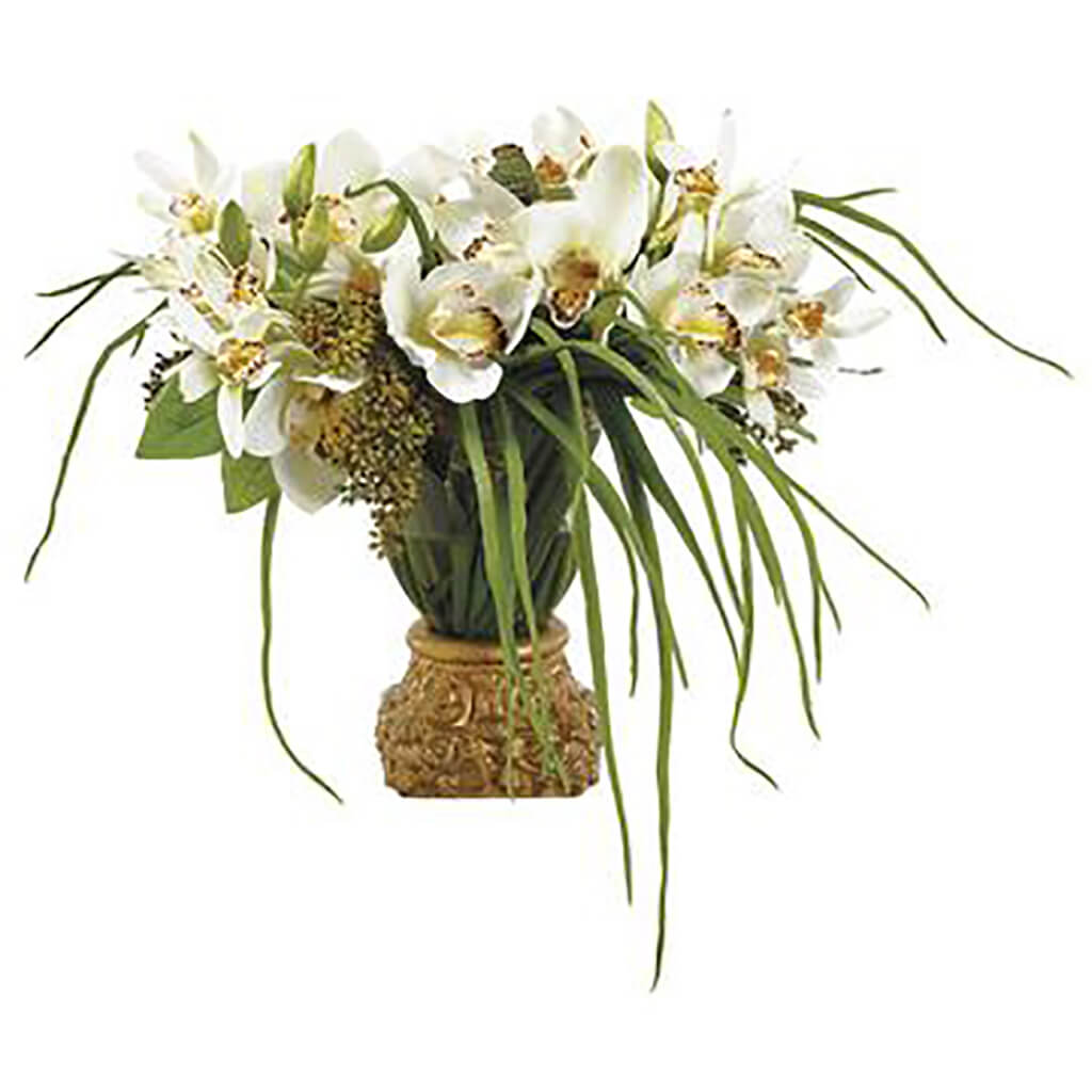 Cymbidium/Sedum in Vase, 16in H x 19in W x 24in L