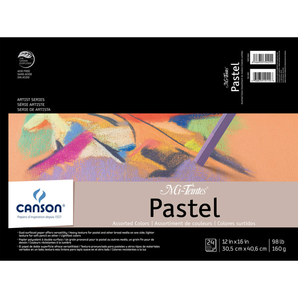 Canson Mi-Teintes Pastel Paper Pad Assorted Colors 12in x 16in