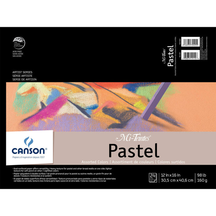 Canson Mi-Teintes Pastel Paper Pad Assorted Colors 12in x 16in