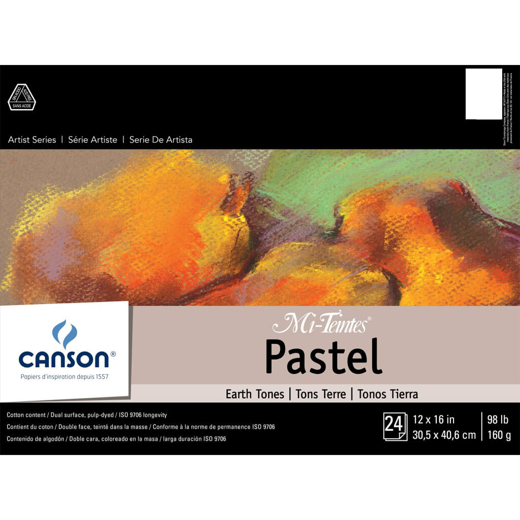 Canson Mi-Tientes Pastel Earth Tones Pad 12x16 98lb