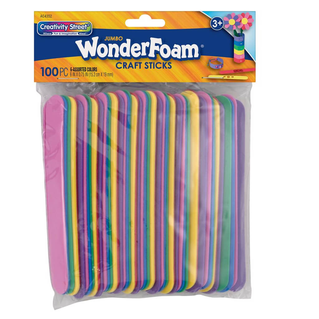 Wonderfoam Jumbo Craft Sticks 6in x 3?4in 100 Count