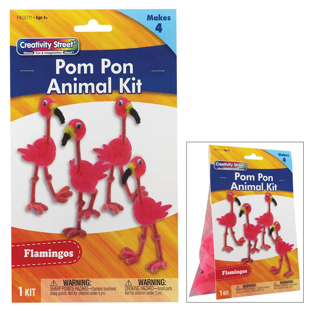 Creativity Street Pom Pon Animal Kit Flamingos Set of 4