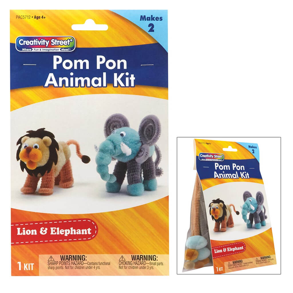 Creativity Street Pom Pon Animal Kit Elephant and Lion