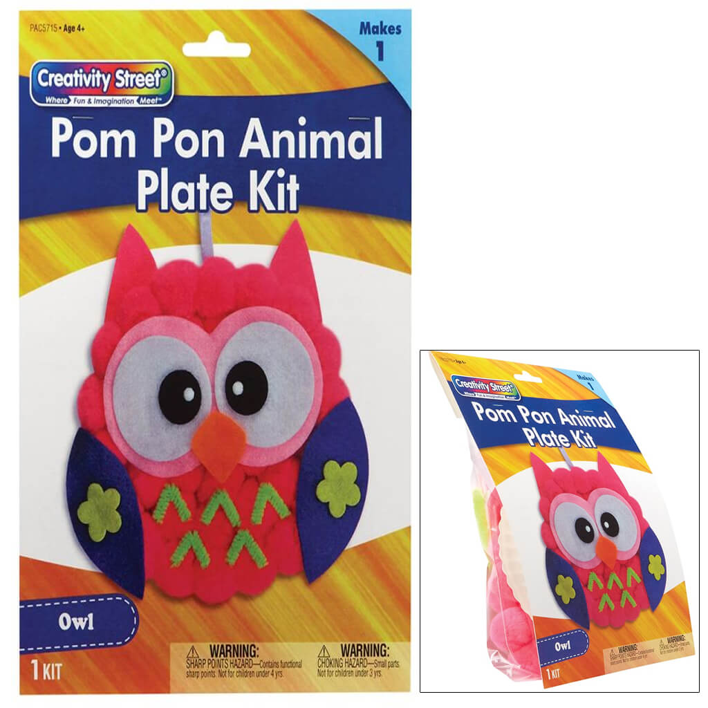 Creativity Street Pom Pon Animal Plate Kit Owl