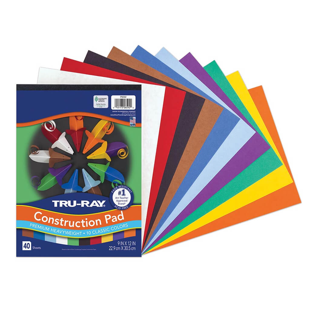 Construction Paper Pad 10 Colors 40 Sheets