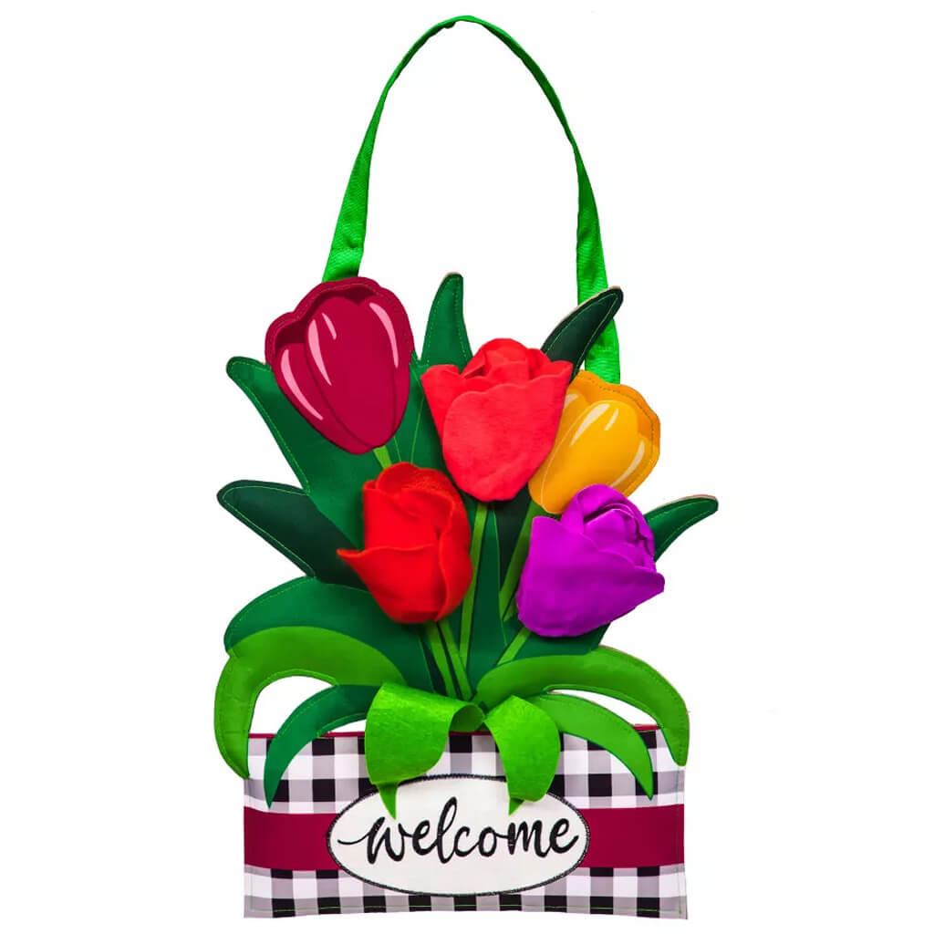 Evergreen Spring Tulips Door Décor