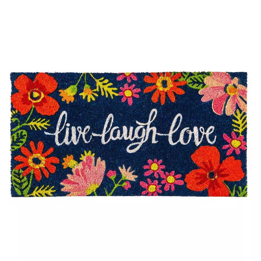 Evergreen Live Laugh Love Floral Coir Doormat