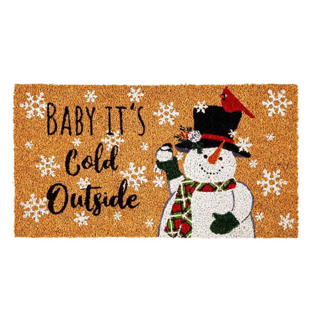 Evergreen Baby It&#39;s Cold Outside Snowman Coir Doormat