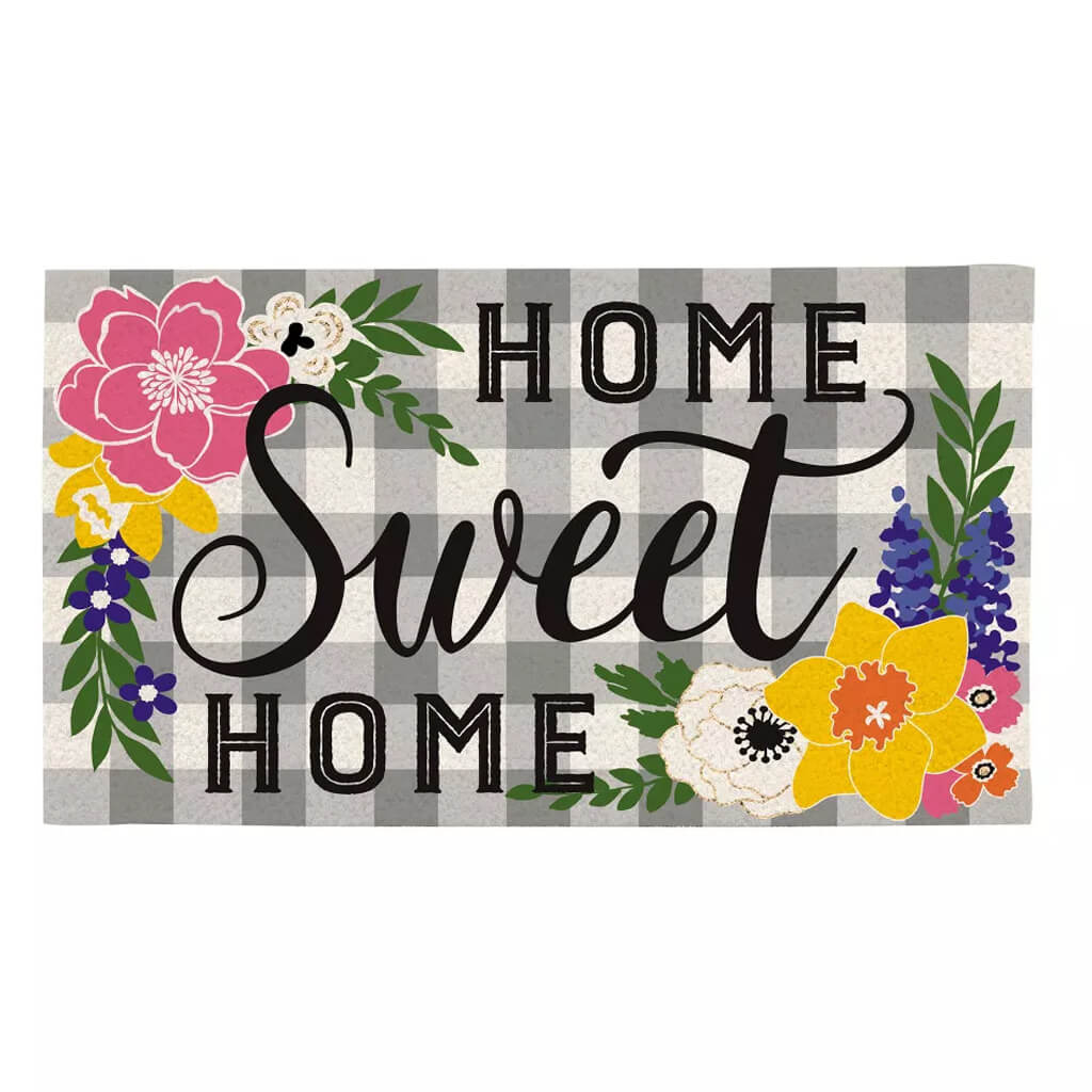 Evergreen Home Sweet Home Plaid Coir Doormat