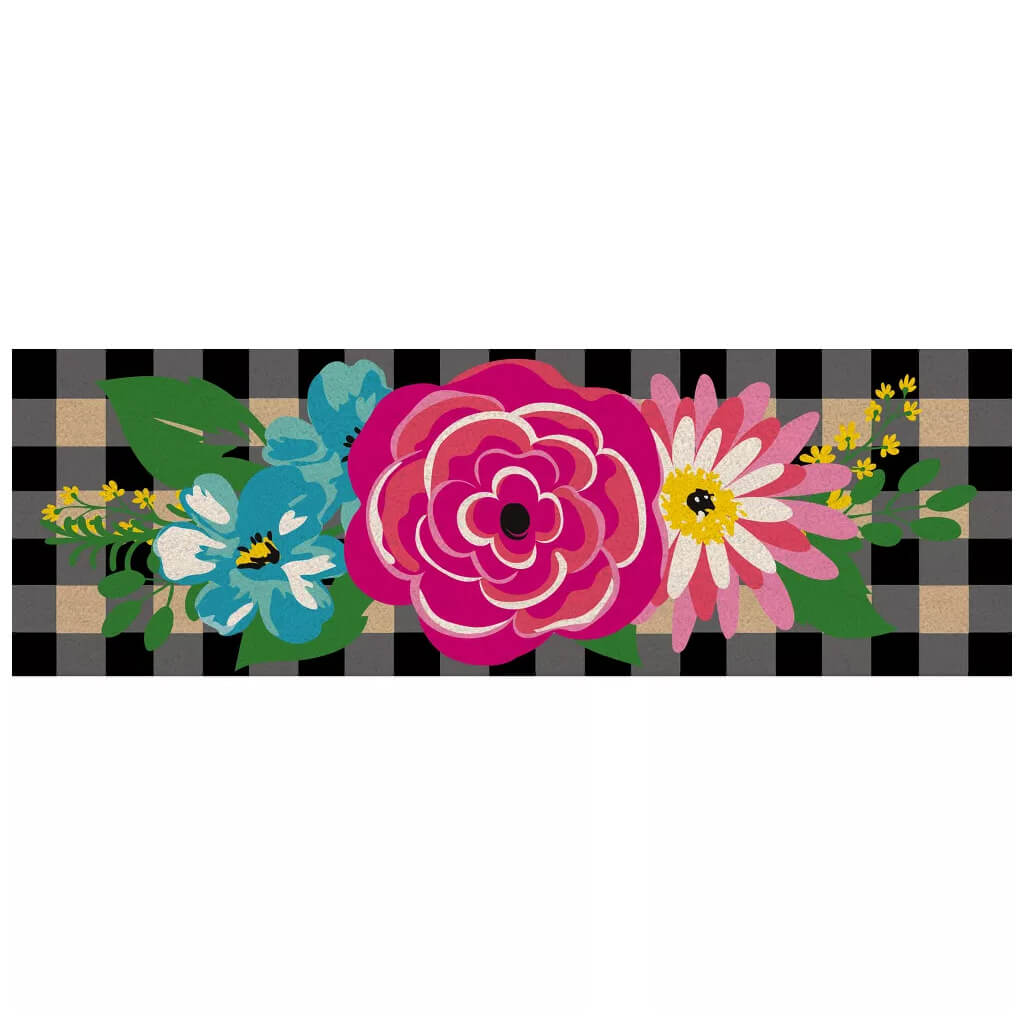 Evergreen Floral Plaid Kensington Switch Mat Doormat