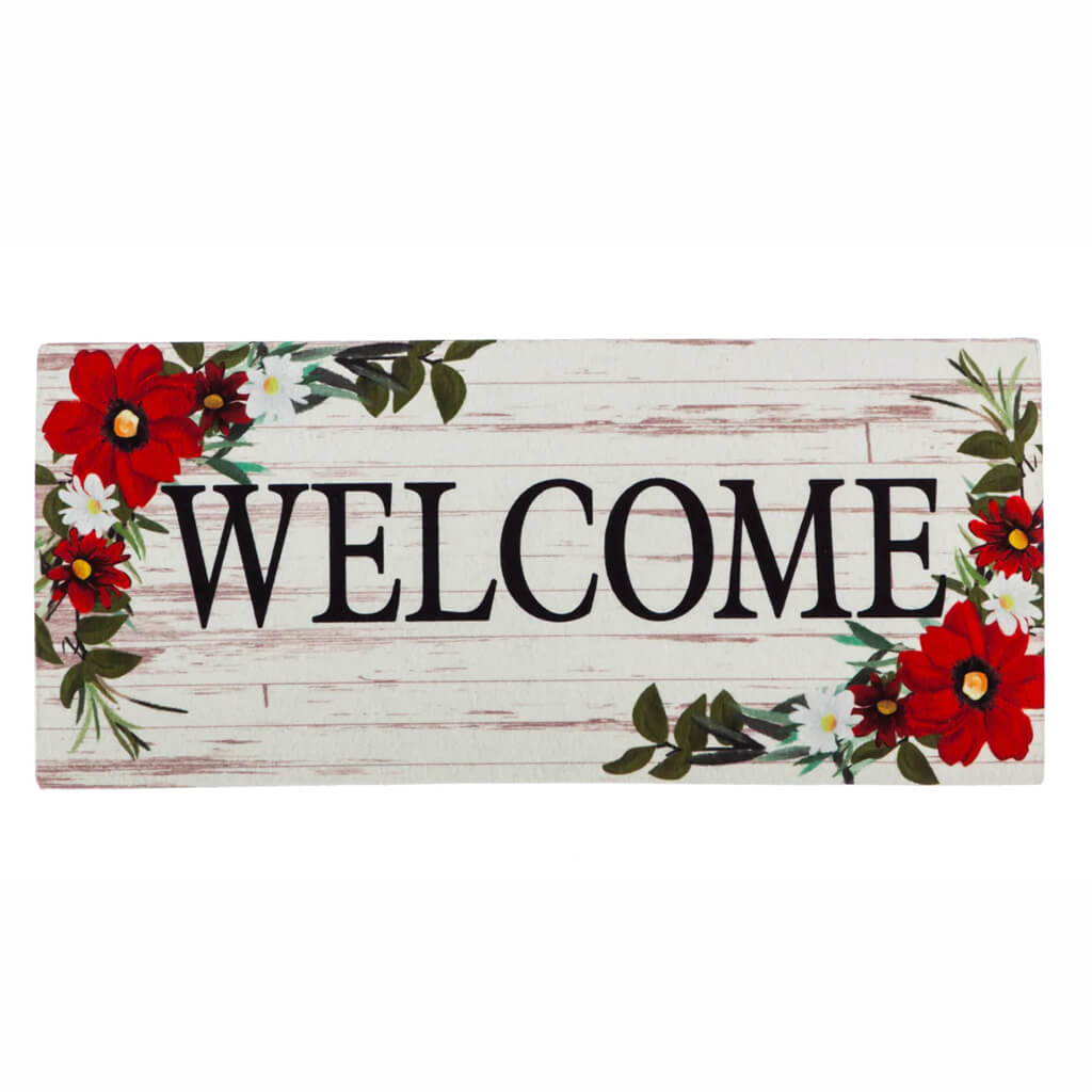 Evergreen Red Floral Welcome Sassafras Switch Mat