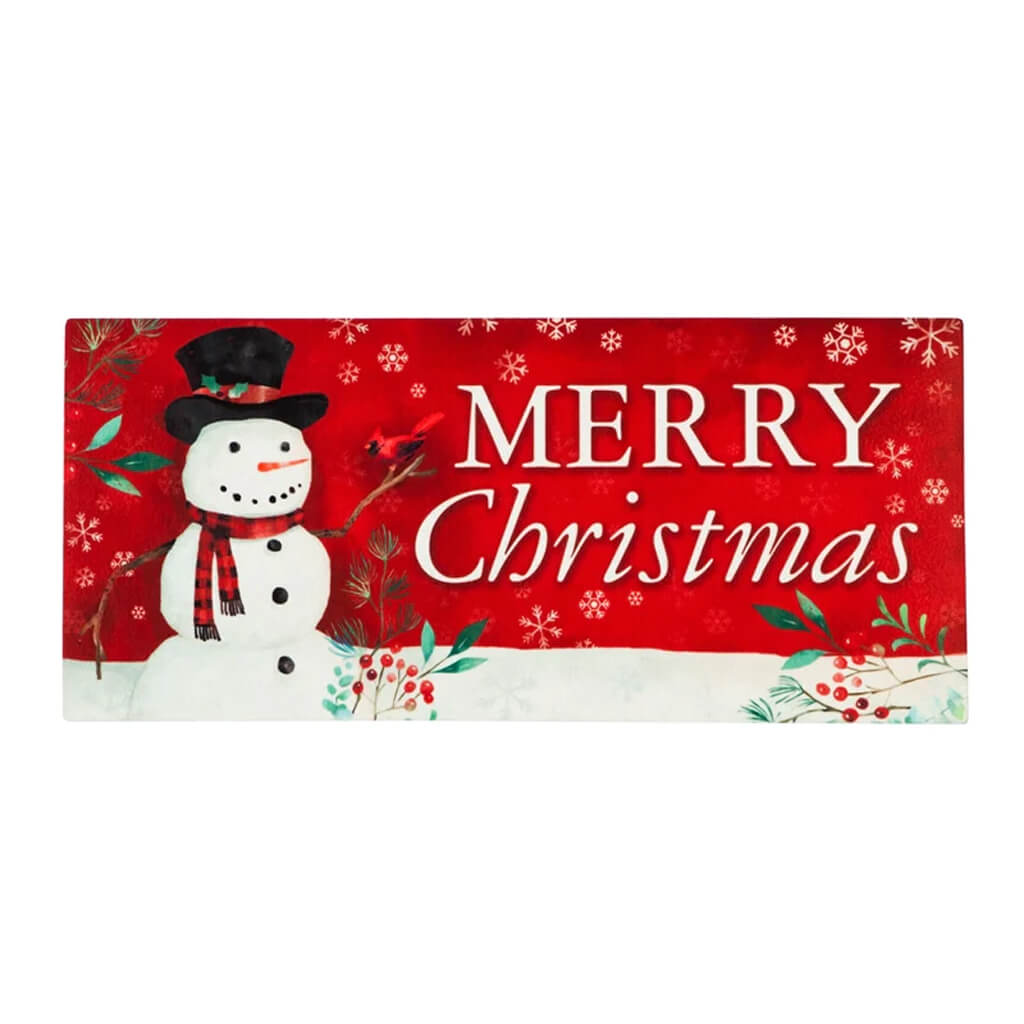 Evergreen Christmas Heritage Snowman Sassafras Floor Mat