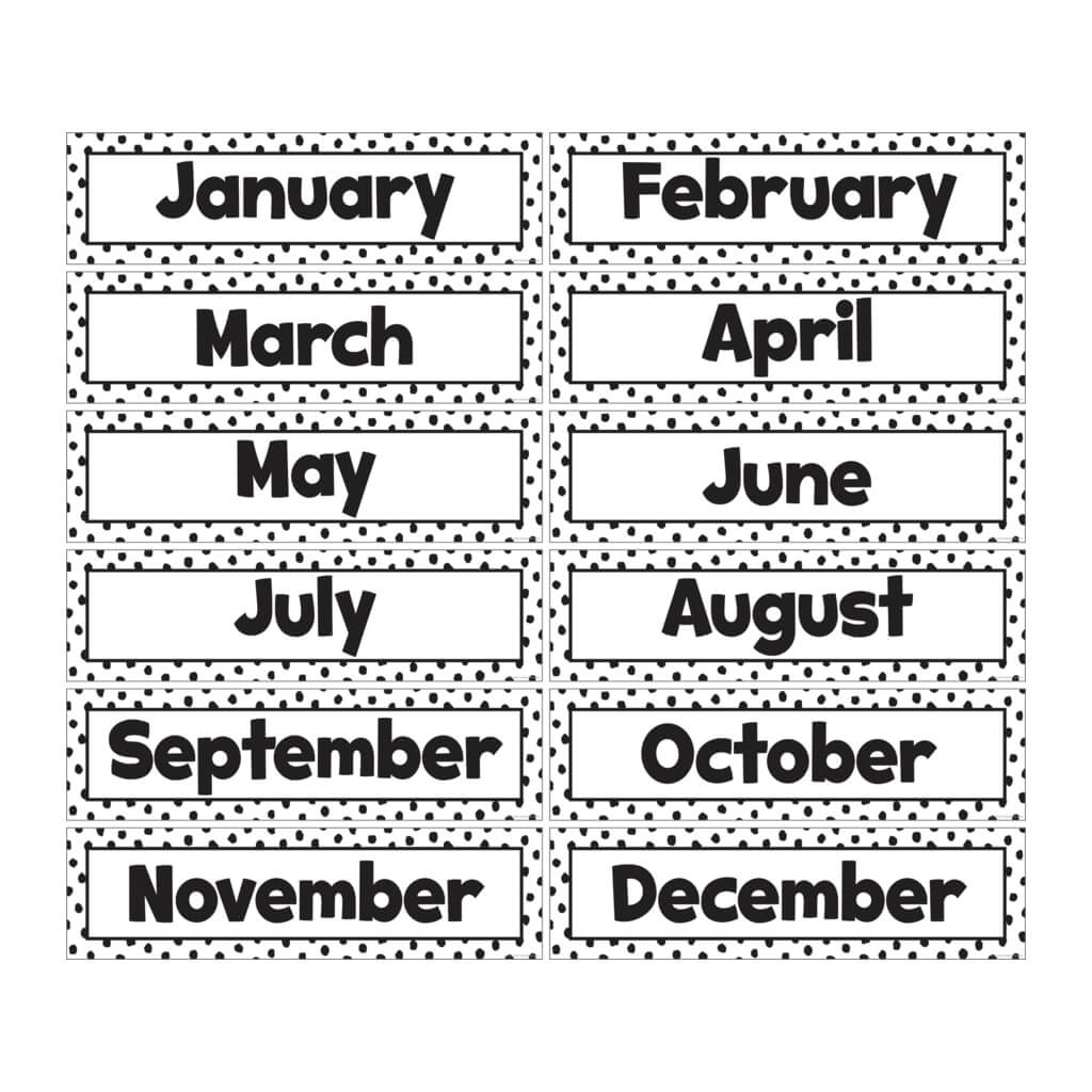 Black Painted Dots on White Monthly Headliners