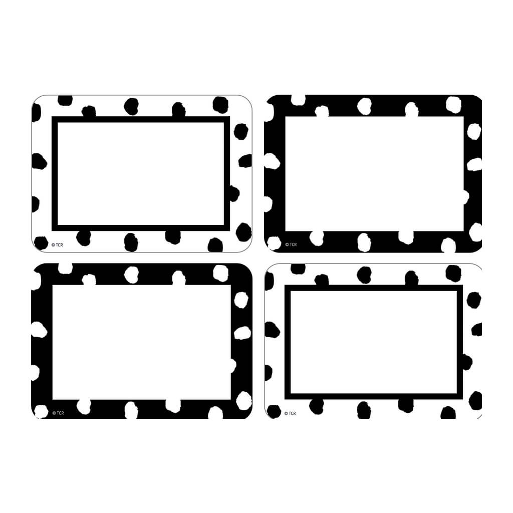 Black and White Painted Dots Name Tags/Labels - Multi-Pack