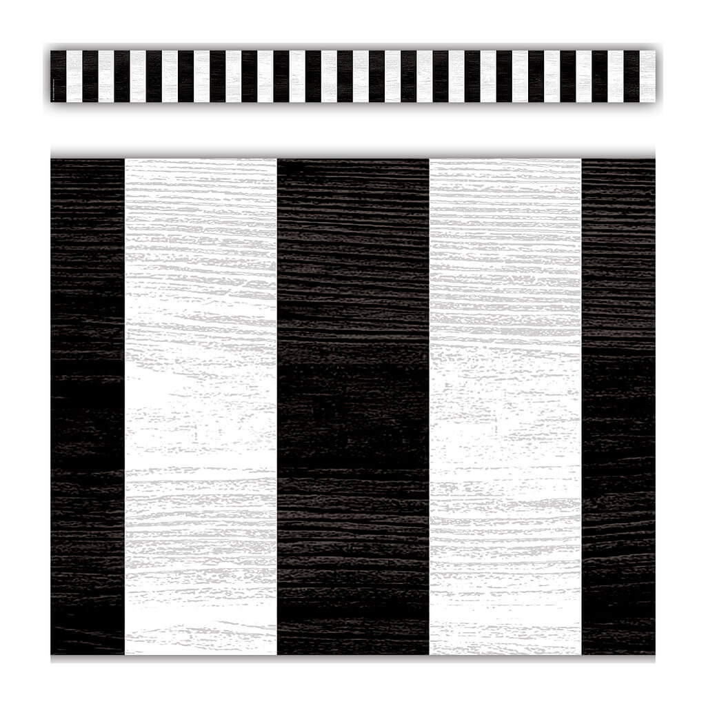 Modern Farmhouse Black Stripes Straight Border Trim