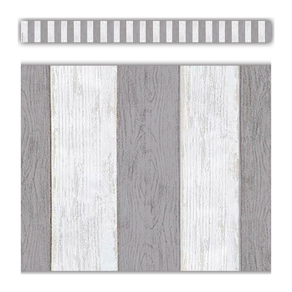 Modern Farmhouse Gray Stripes Straight Border Trim