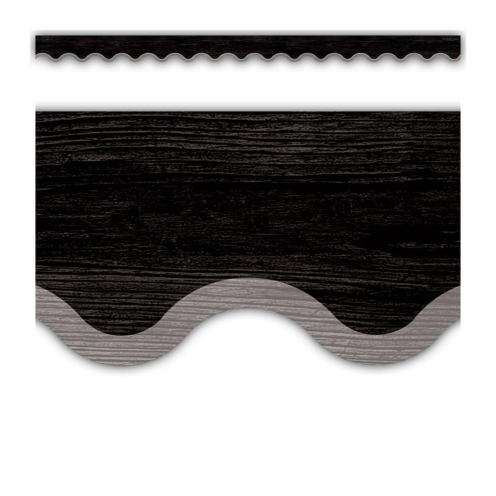 Modern Farmhouse Black with Gray Scalloped Border Trim