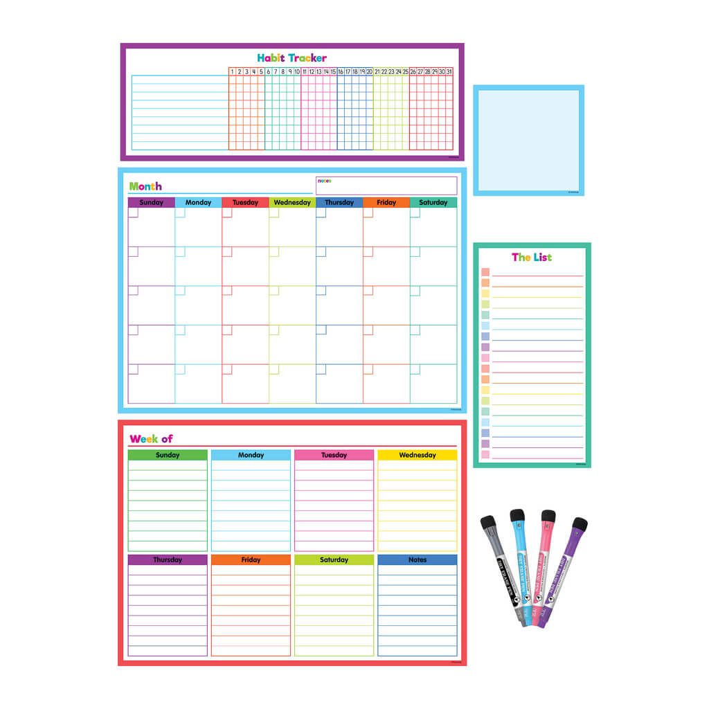 Colorful Dry-Erase Magnetic Calendar Set