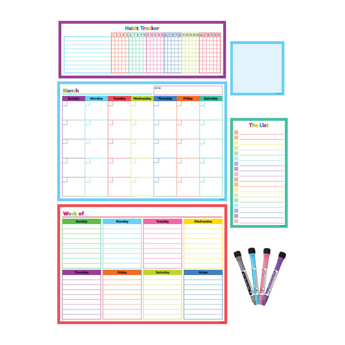 Colorful Dry-Erase Magnetic Calendar Set