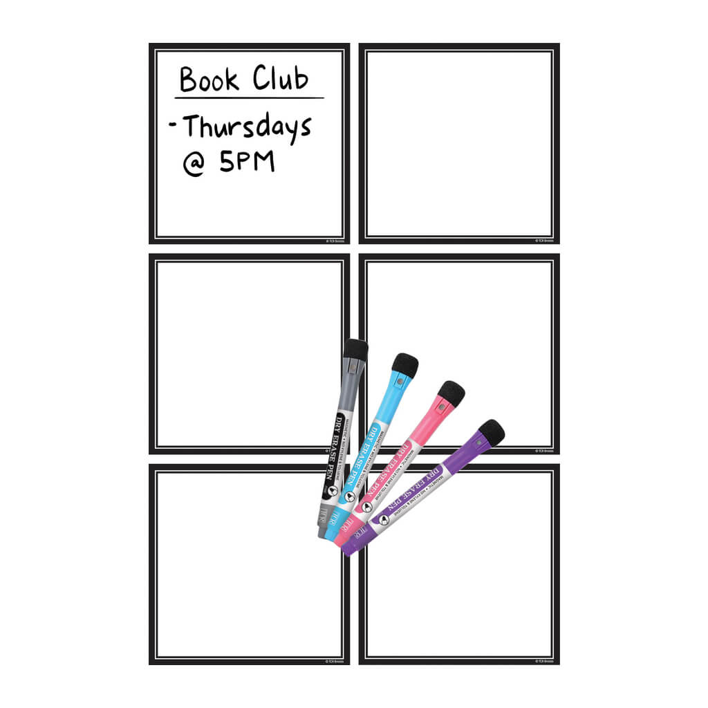 Black &amp; White Dry-Erase Magnetic Square Notes