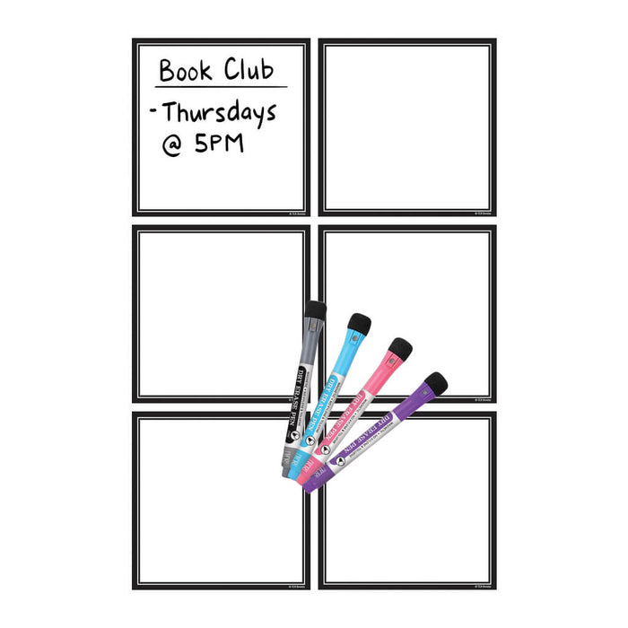 Black & White Dry-Erase Magnetic Square Notes