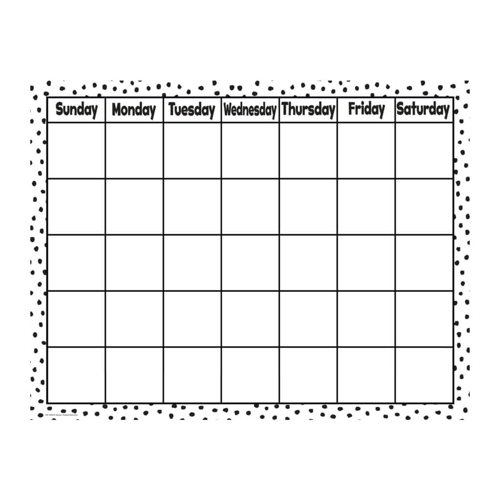 Black Painted Dots on White Calendar Chart