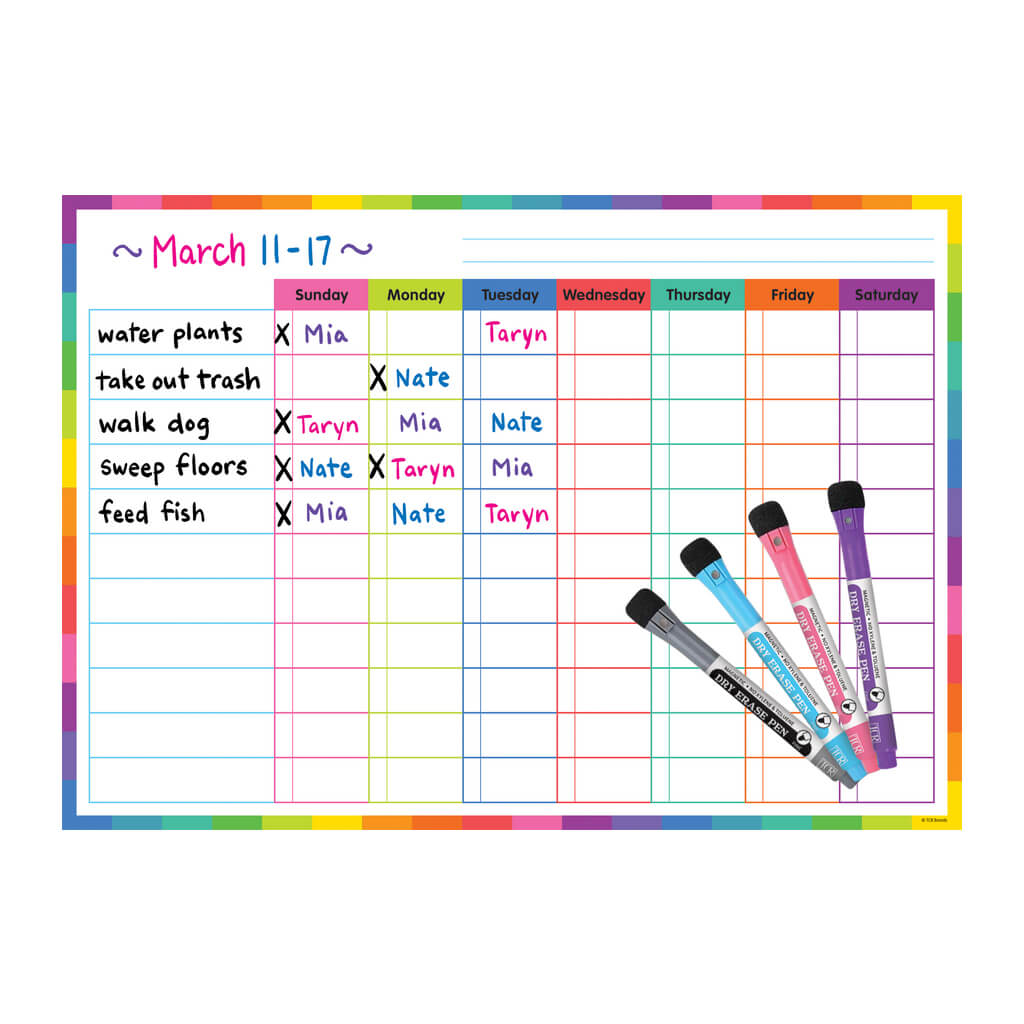 Colorful Dry-Erase Magnetic Task Chart