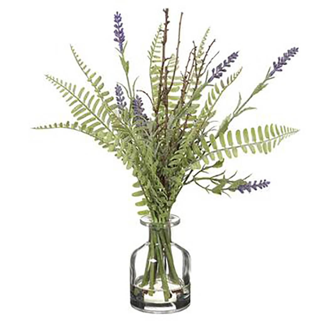 Lavender/Fern in Glass Vase Purple, 12.5in