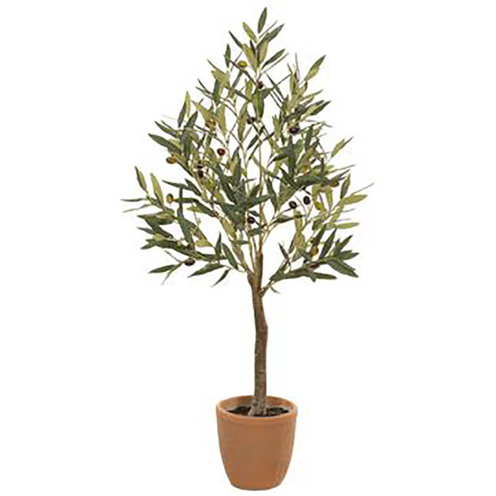 Olive Tree in Cement Pot Green, 41in