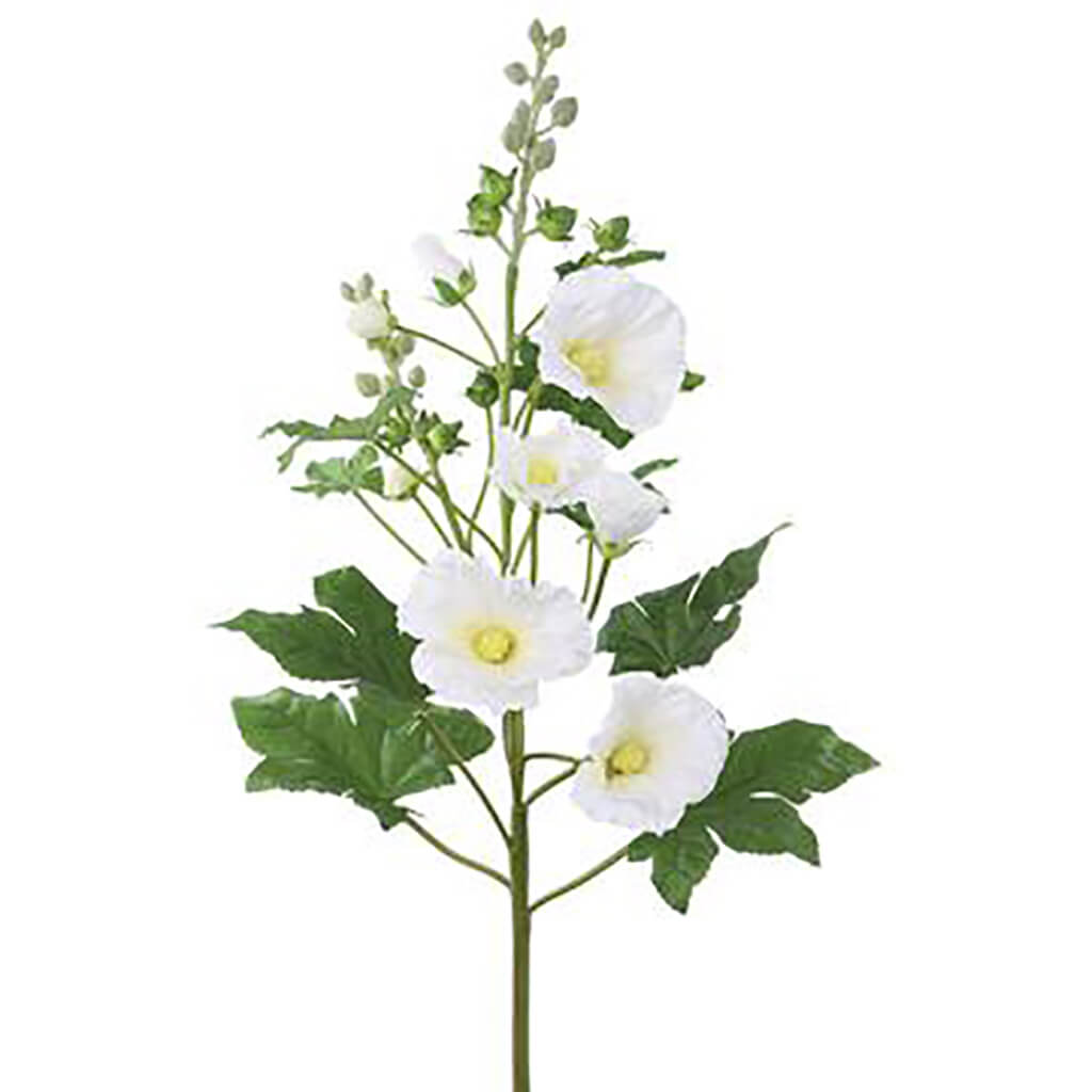 Hollyhock Spray 33in White