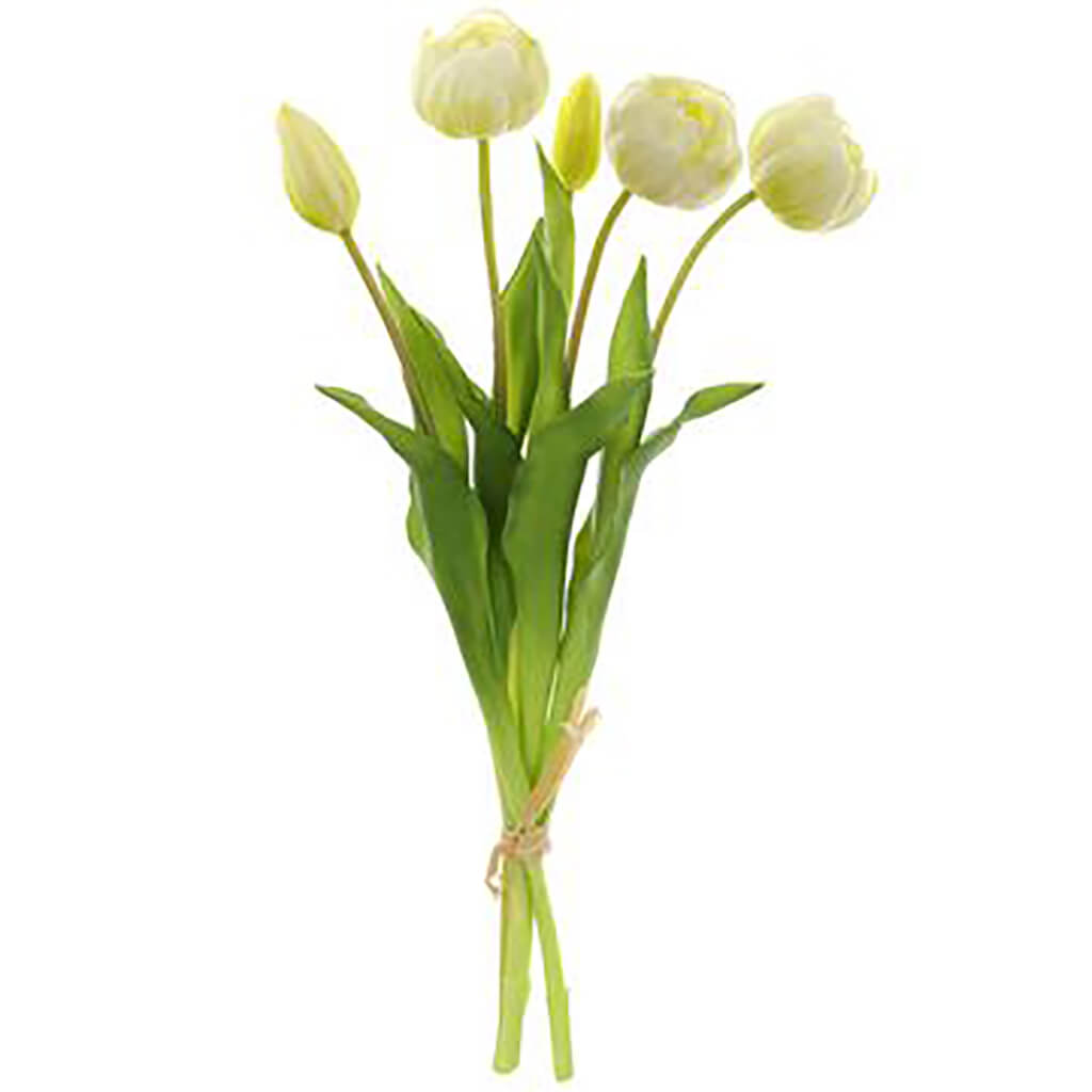 Tulip Bouquet White, 16.5in