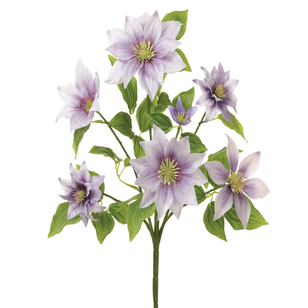 Silk Clematis Bush Lavender 14.5in