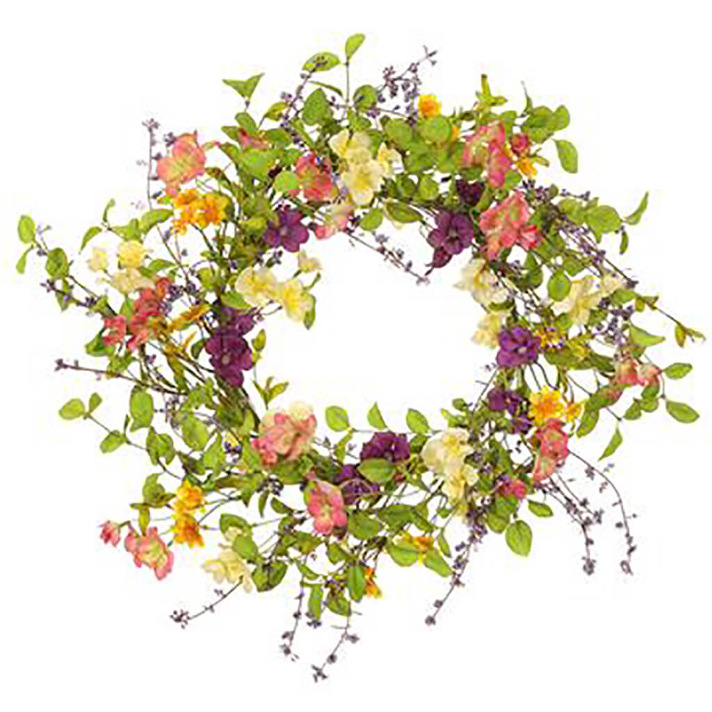 Daisy/Morning Glory Wreath Mixed, 22in