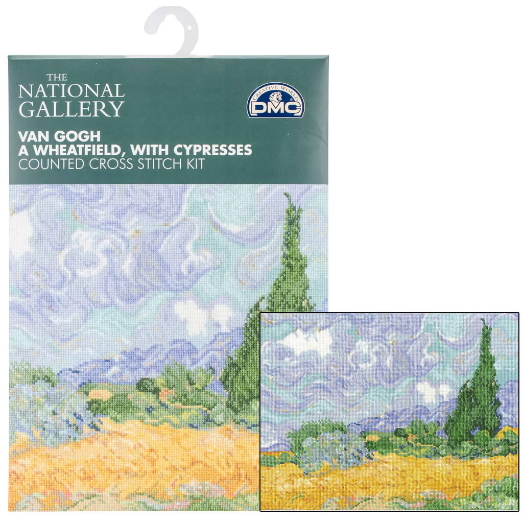 DMC Counted Cross Stitch Kit 11.5in x 9in Van Gogh's A Wheatfield with Cypresses