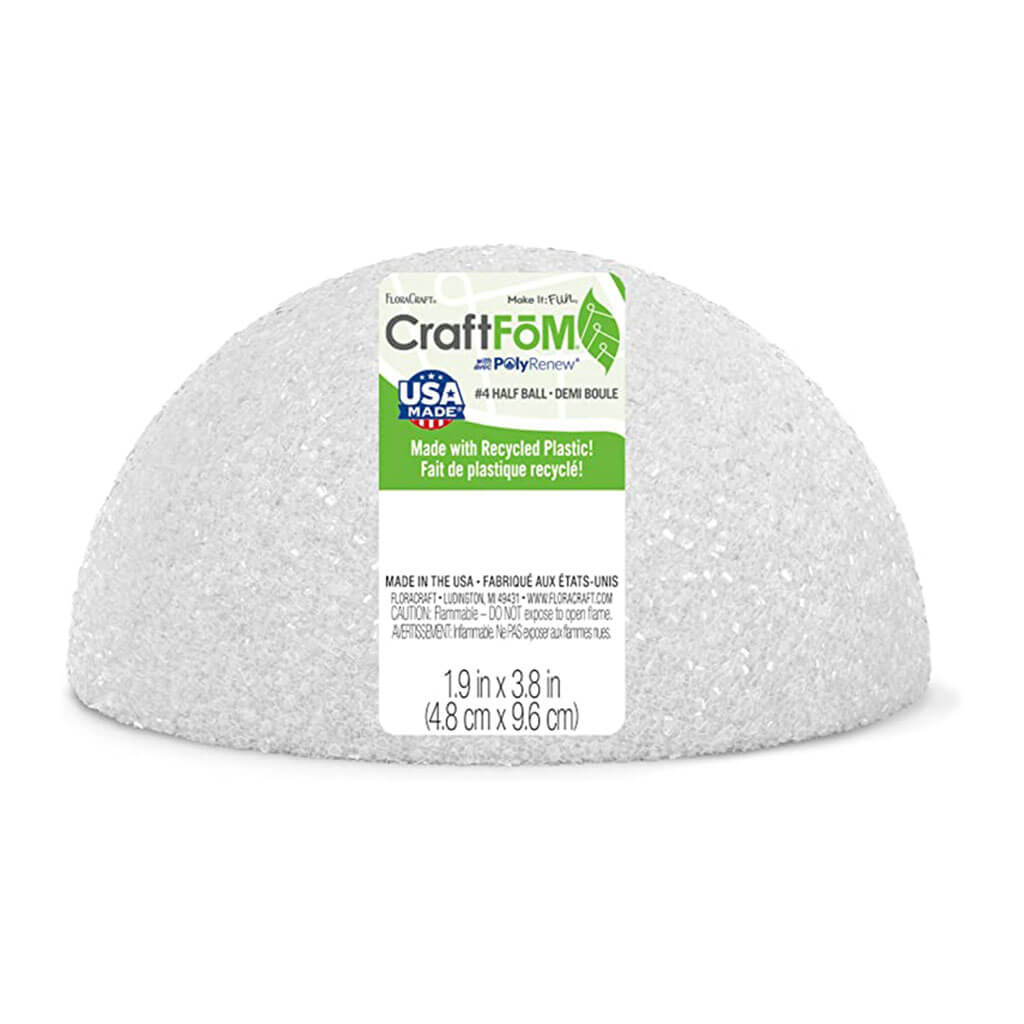 Half Ball White 1.9 x 3.8in