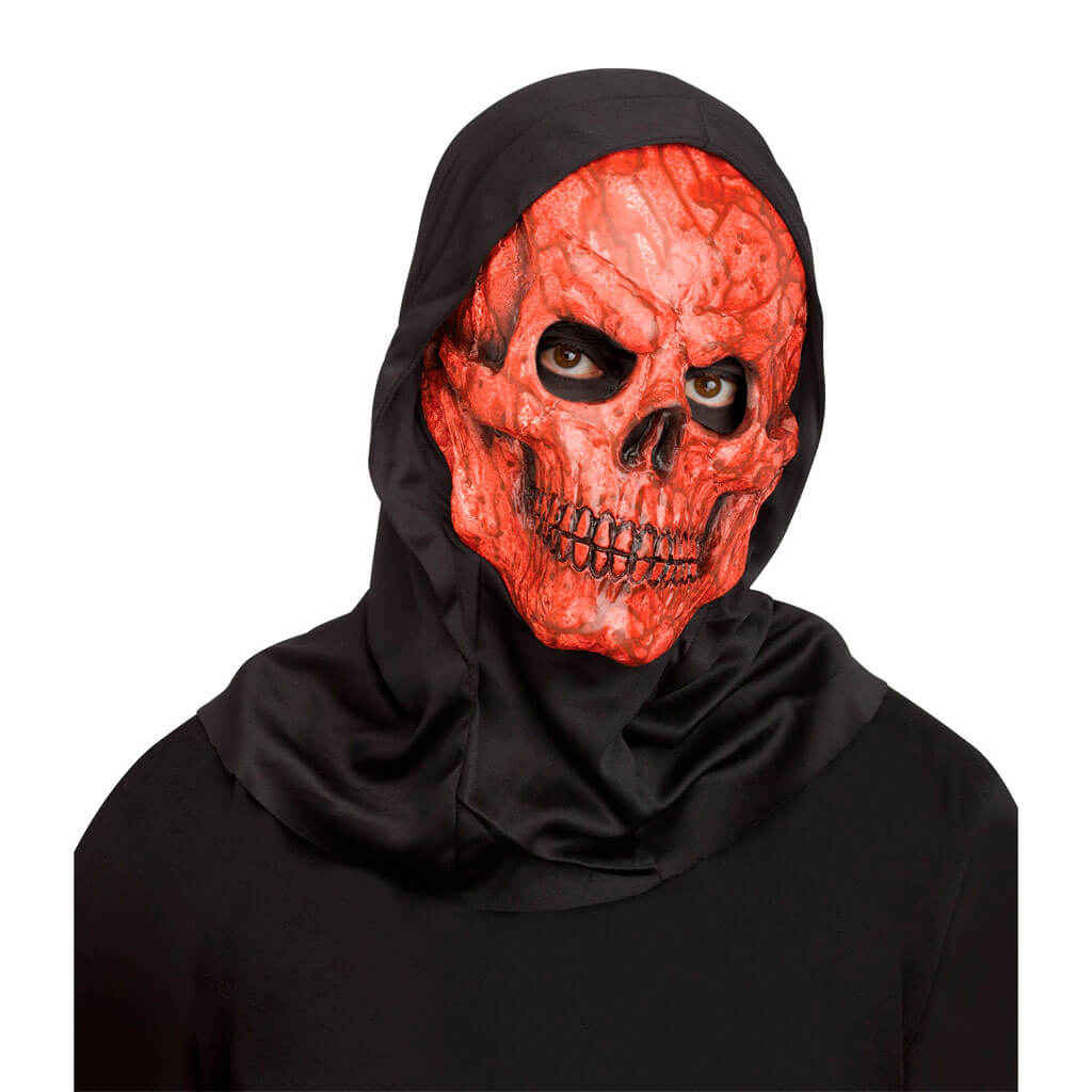 Realistic Skull Mask with Hood, Bloody