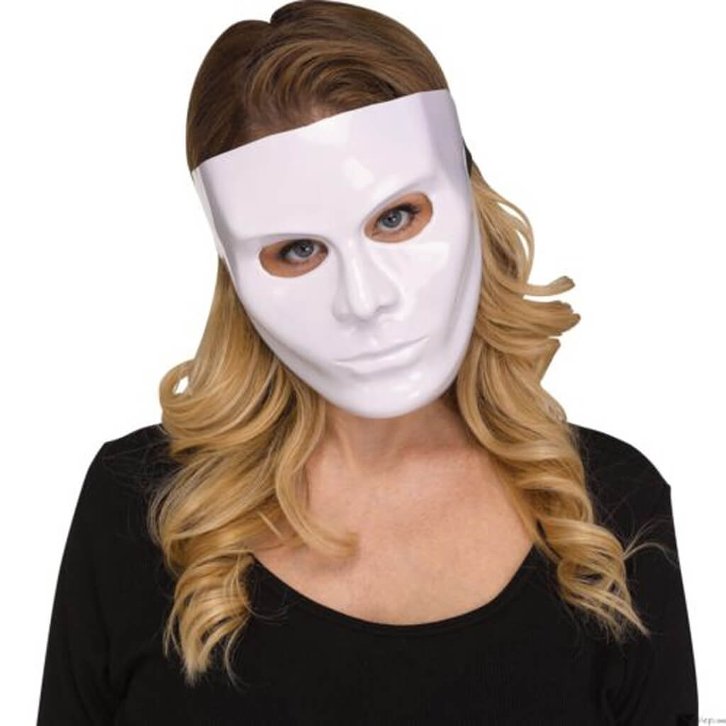 Blank Halloween Costume Face Mask White