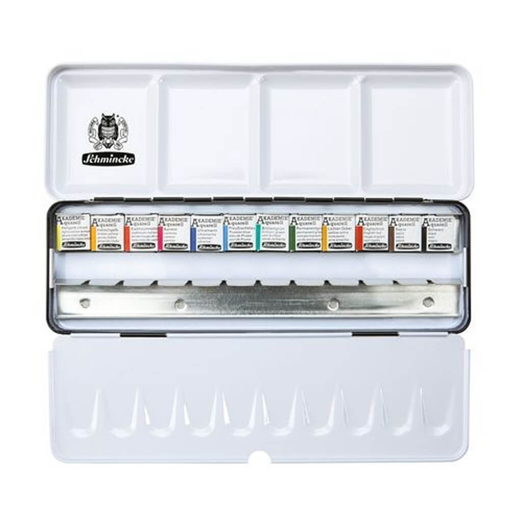 Schmincke Akademie Aquarell Watercolour Set 12 Half-Pans + 12 Spaces