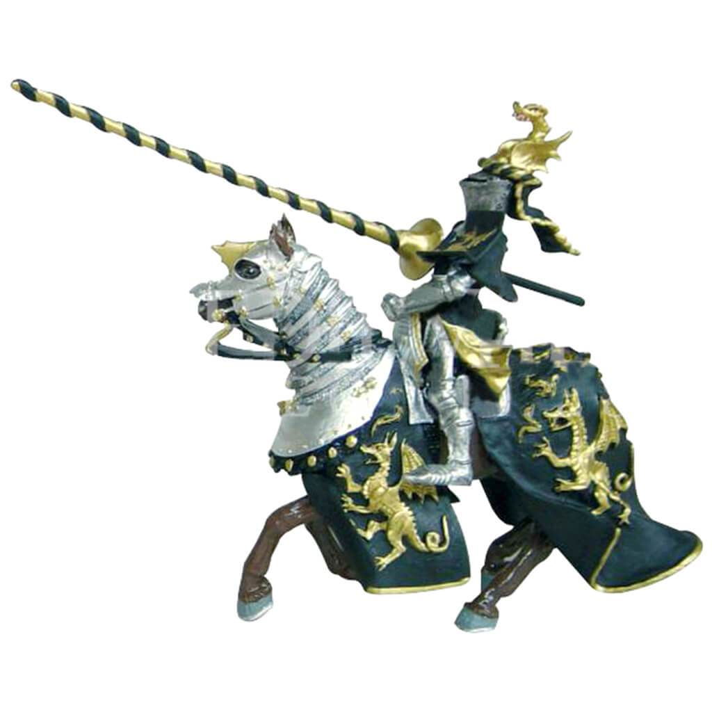 Knight With Gold Dragon Helmet Lance