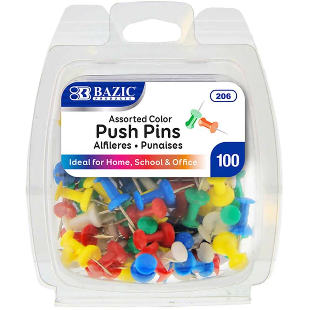 Push Pins Assorted Colors 100pcs 