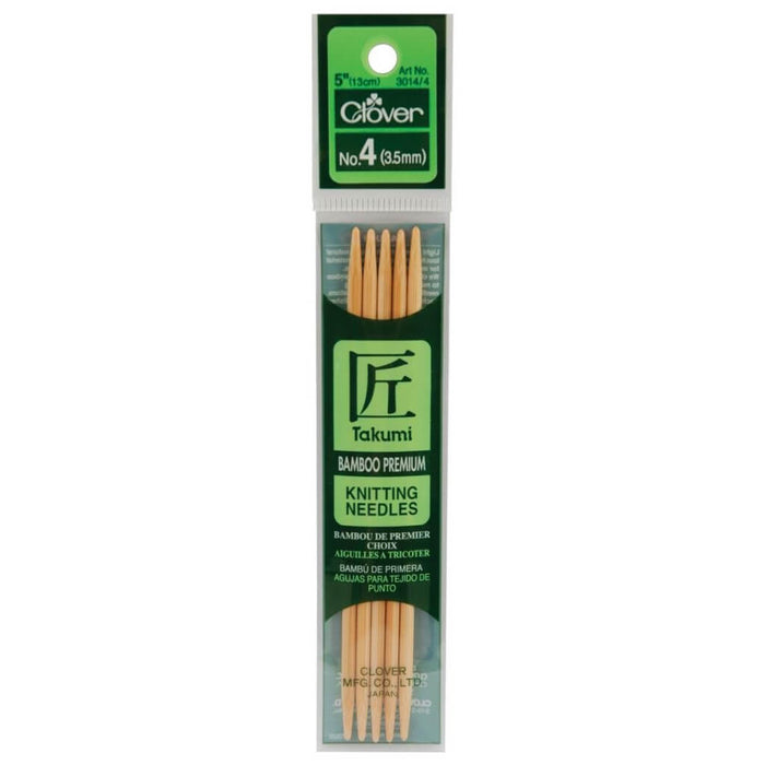 Bamboo Double Point Knitting Needles 5/Pkg-Size 4/3.5mm 5in