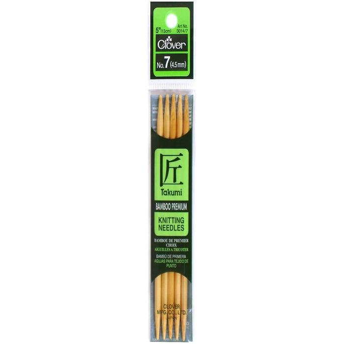 Bamboo Double Point Knitting Needles 5/Pkg-Size 7/4.5mm 5in