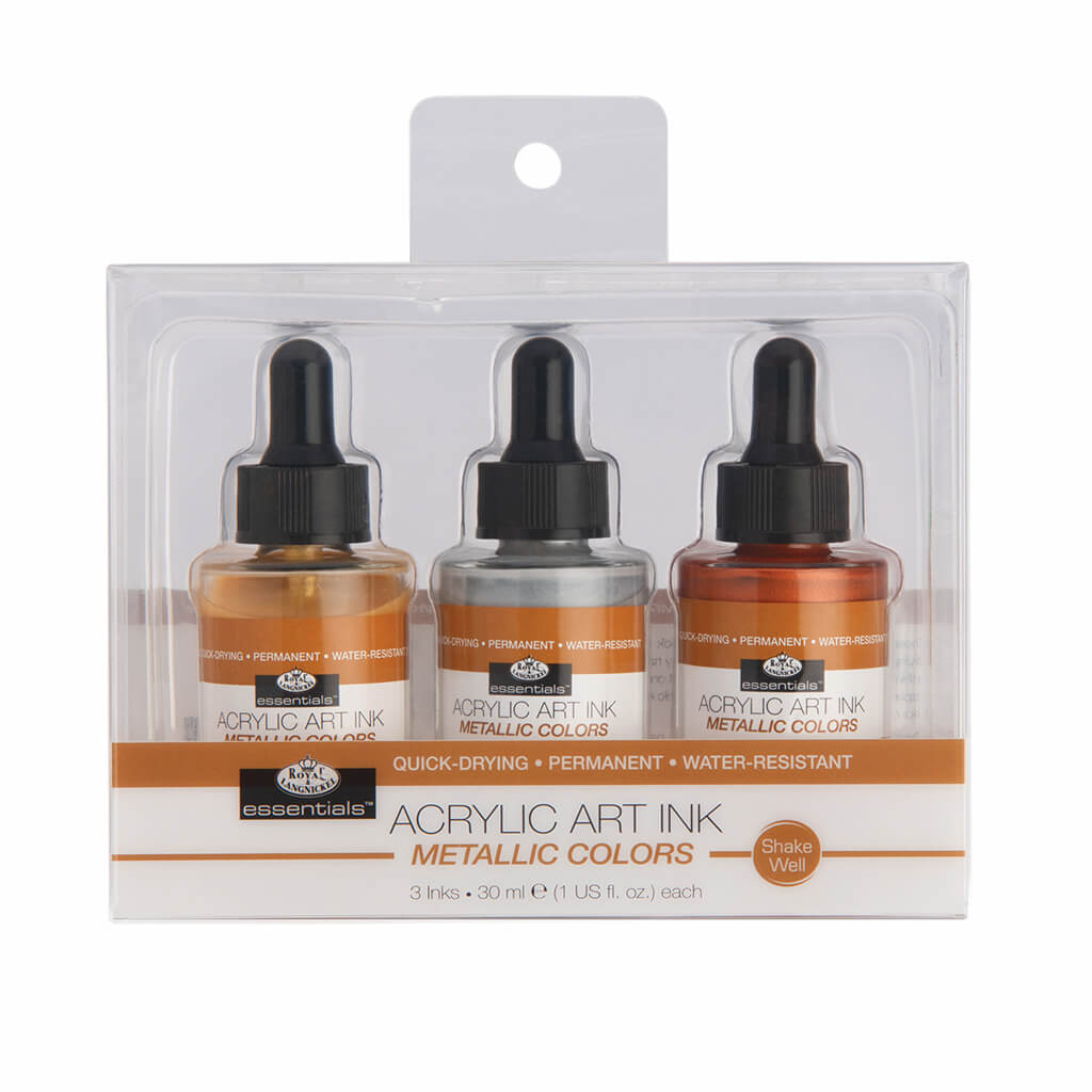 Acrylic Ink 3 Color Metallic Set Fluid Acrylic Color