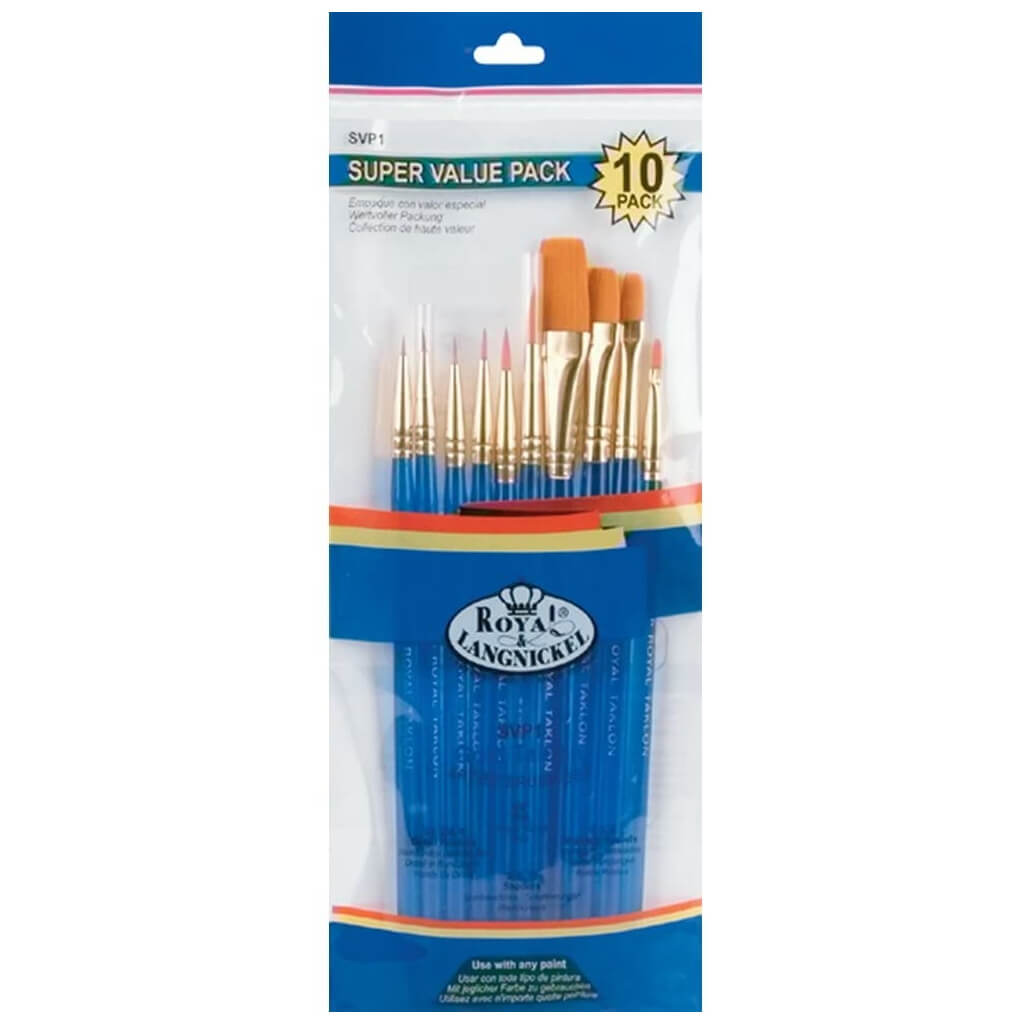 Acrylic Brush Value Pack SH Gold Taklon B 10pc